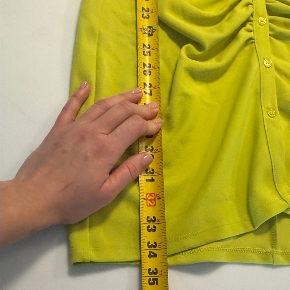 H&M Lime Green Ruched Button-Front Dress size S - Picture 8 of 10